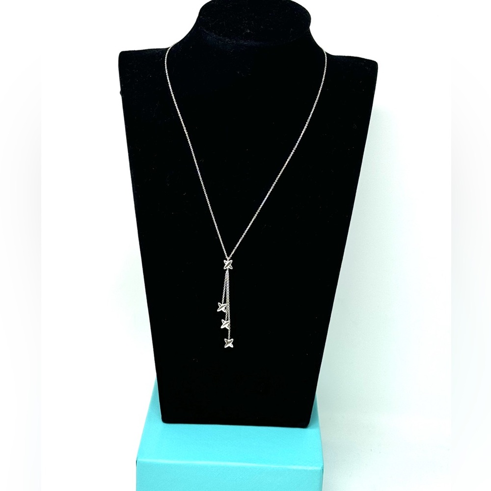 Authentic Tiffany & co. Triple X Kiss Cross Drope Necklace.